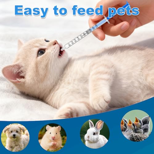 1ml syringe with Measurement for Scientific Labs, Feeding Pets, Refilling and Measuring Liquids,Dispensing,with Cap (5PCS, 1ml) - size: 5PCS-1ml