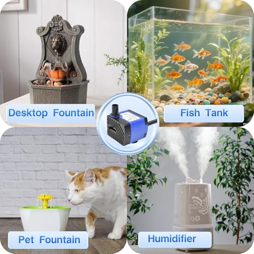 CONQUERALL 92GPH 5W Submersible Pump Mini Adjustable for Fish Tanks, Tabletop Fountains, Hydroponic Systems, Pet Fountains