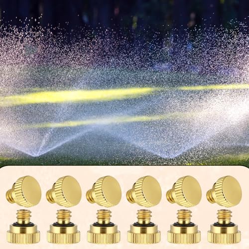 Misting Nozzles, 12 Pcs Mister Nozzles with O Ring, Mist Nozzle Brass Misting Heads Mister Parts Accessories for Garden Greenhouse Patio Outdoor Cooling System