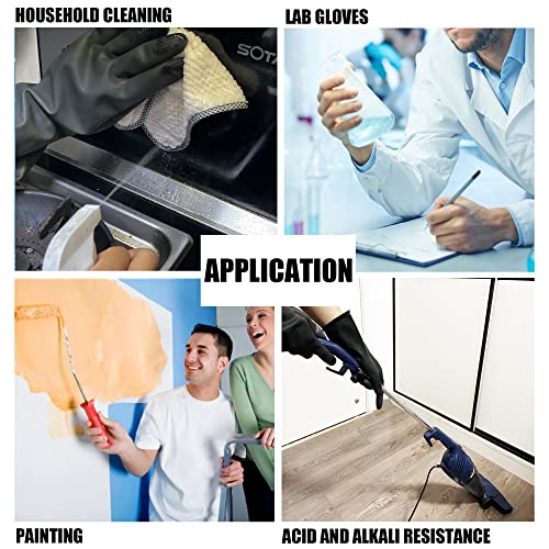 Chemical Resistant Latex Gloves, Cleaning Protective Safety Work | Heavy Duty Rubber Gloves, S-M-L-XL Size, Black 1 Pair - color: L/12.6''