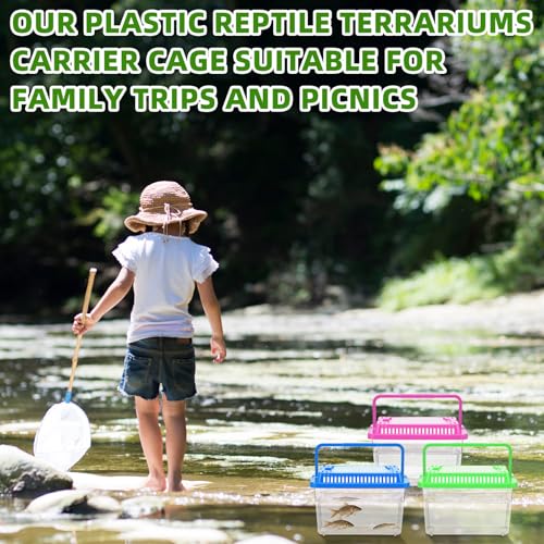 LemonRoad 15 Pcs Plastic Reptile Terrariums Carrier Cage Enclosure Snake Breeding Box Hatching Container Transparent Fish Tank with Ventilated Lid for Tarantula Spider Turtle Lizard (5.1x3.5x3.5 Inch)