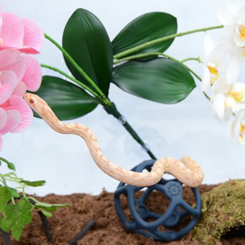 Blue Reptile Climbing Ball - 3.9 Inch Silicone Snake Enrichment Toy, Hollow Jungle Gym Ball for Python Corn Snake, Easy to Clean Habitat Decor Accessories