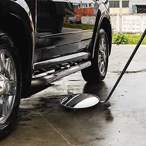 Under Vehicle Inspection Mirror,12 Inch Convex Search Mirror with Adjustable Telescoping Handle and Mirror Angle for Security Check Under Cars, Trucks, Equipments, Over Shelves and Corners