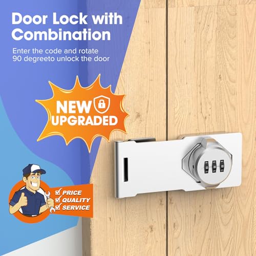 Cabinet Locks with Combination, Hasp Locks, 2 Packs Silver | Heavy Duty Aluminum Alloy Password Doors Lock Latch for Barn Door, Window, Fence,closet, Shed and Gate Latch - color: 2 Packs Silver