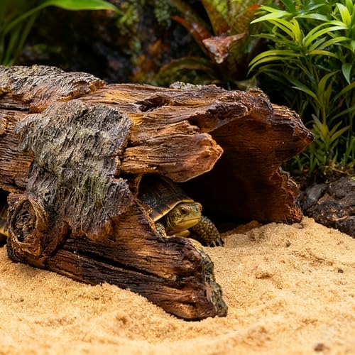 Teaeeno Faux Log Fish Cave, Predator Control and Decorative Shelter for Koi and Fish, Ponds, Aquariums, and Terrariums (Brown) | Decorative Shelter for Koi and Fish Ponds Aquariums and Terrariums Mermaid Decoration Sculpture - color: Brown