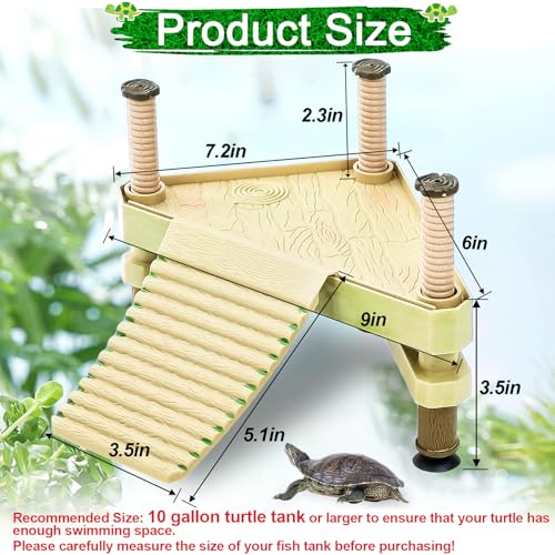 Keedolla Small Aquatic Turtle Pier Floating Dock Basking Platform Area for Aquarium Fish Tank, Decorative Aquarium Turtle Reptile Basking Platform with Ramp Ladder - size: Small - 10 gallon or larger fish tank