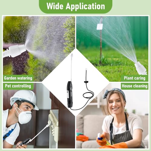 Qualirey Battery Powered Sprayer Wand, 38mm Cap for 1 Gallon Jugs | Electric Spray Nozzle with Hose and Holster, for Weed Killer, Pest Control and Garden Treatments - color: Black