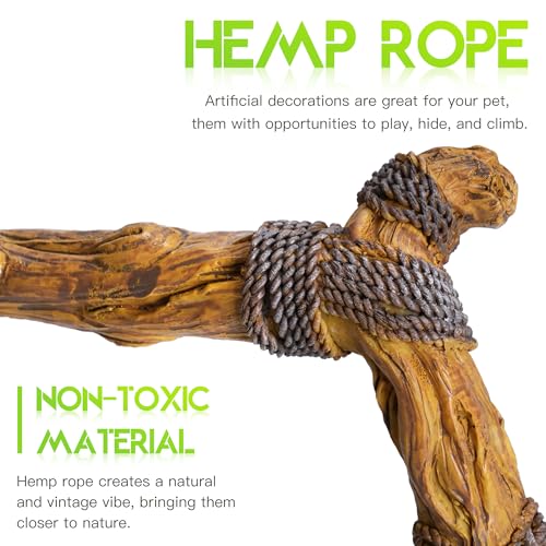 Lifelike Resin Climbing Trunk Branch Decor for Reptile Terrarium, Reptile Vivarium Habitat Decoration for Bearded Dragons, Geckos, Lizards, Snakes, 8.8 Inch - style: Rack