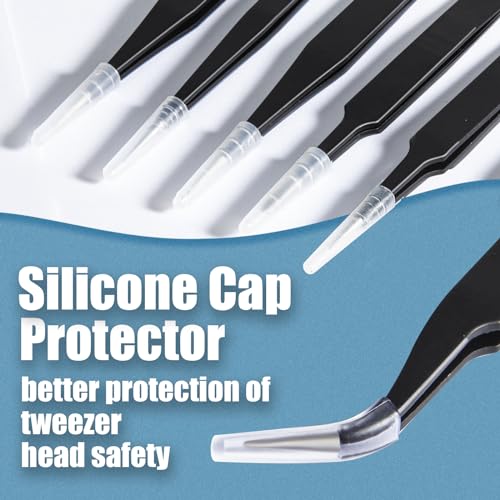 6 Pcs Precision Tweezers Set, Anti-Static Stainless Steel Craft | ESD Curved of Tweezers for Electronics, precision tweezers Craft, Laboratory Work, Jewelry-Making, etc