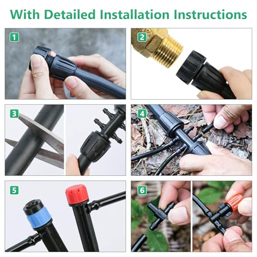 256FT Automatic Drip Irrigation System Kit,Automatic Garden Watering Misting System for Greenhouse, Yard, Plant ,Lawn with 1/2 inch Hose 1/4 inch Distribution Tubing and Accessories - style: 256FT Drip Irrigation System Kit