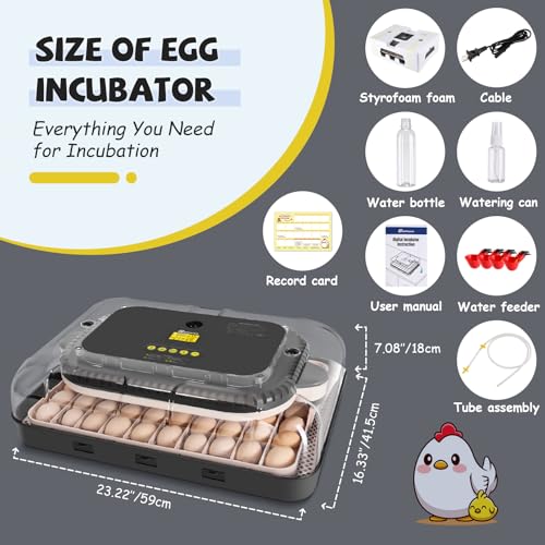 Sailnovo Incubators for Hatching Eggs 70 Egg Incubator with Automatic Egg Turning and Auto Humidification, Temperature Control, Incubator for Chicken Duck Quail Eggs, Perfect for Lab School Farm Use