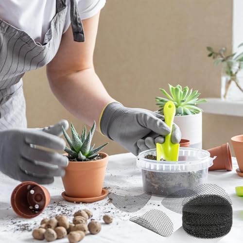 200Pcs Plant Pots Hole Mesh Pad 2/3/5 Inch Round Plant Pot Cover | Planter Bottom Drainage Inserts Grid Mat, Plastic, for Horticultural Enthusiasts and Flower Shops