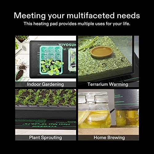 VIVOSUN 10" x 20.75" Durable Waterproof Seedling Heat Mat | UL & MET-Certified Warm Hydroponic Heating Pad for Germination, Indoor Gardening, Greenhouse - size: 10"x20.75"