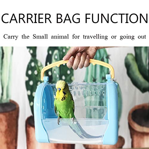 kathson Hamster Cage Travel Carrier Portable Cage with Water Bottle Outgoing Cage and Adjustable Strap Pet Cage for Small Pet Hedgehog Sugar Glider Squirrel Mice(Blue) - size: 9.8"L x 10.0"W x 7.3"H