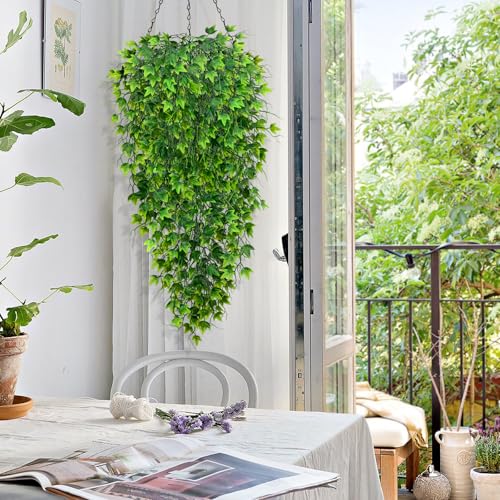 Artificial Hanging Ivy for Outdoors, 4pcs Faux Vines Greenery | Fake Hanging Plants for Wall Home Bedroom Living Aesthetic Kitchen Office Aesthetic Kitchen Indoor Outdoor Decor - color: Ivy, size: 4Pcs Plants