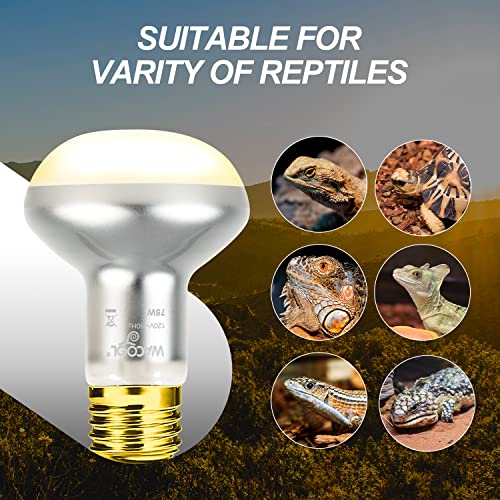 WACOOL 2 Pack Heat Lamp Bulbs for Reptiles, 75W Intense Basking Spot Lights, Simulate Daytime Sunshine Heat Bulbs, UVA Daylight - style: 75W-2pack