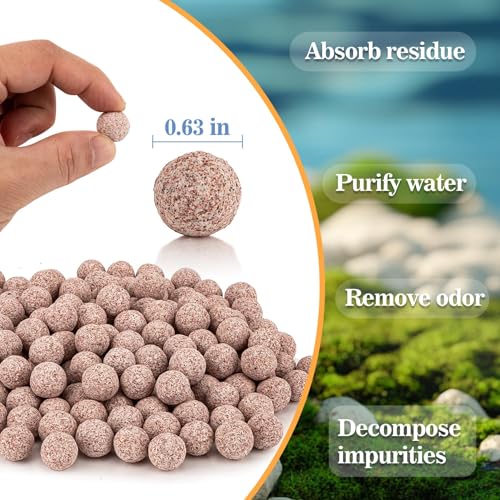 Sukh 15oz Ceramic Bio Balls - Aquarium Fish Tank Filter Media for Sump Pond | Nano-Tech Bio-Spheres Filter Biomedia Balls for Canister Koi Ponds, Freshwater Sump Filters, Replacement Material Supplies - size: 15oz