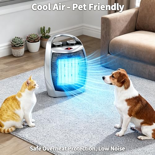 GarveeTech Space Heater - Greenhouse Heater, Heater with Fan, for Small Room 2 Speed Adjustable Fast Heating, Safe Quiet with Tip-Over & Overheat Protection for Office Desk & Pets 1500W/750W (Silver) - color: Silver