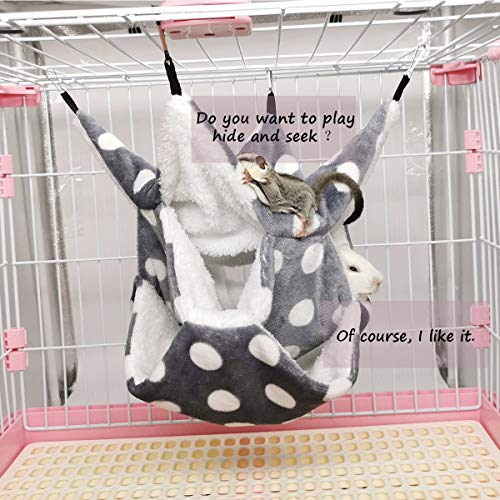 LEFTSTARER Rat Ferret Sugar Glider Cage Hammock Bedding Small Pet Cage Accessories Toy Triple-Layer Hammock Bedding for Hamster Guinea Pig Sugar Glider Rat Ferret Chinchilla Playing Sleeping(Grey) - color: Grey