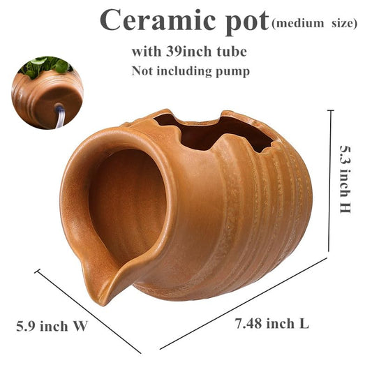 Outdoor Garden Fountain Spitter Pond Water Feature Pump DIY Ceramic Pot Decoration (7.4 inch Color 3) - color: 7.4 Inch Color 3