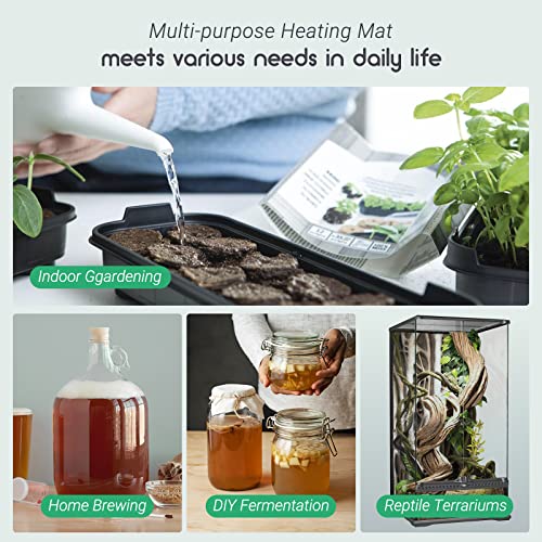 LUXBIRD 2 Pack Seedling Heat Mats with Digital Thermostat Controller, 10" x 20.75" 30W for Seed Starting, Germination, Hydroponics, Brewing, Breeding, Greenhouses (LB-HT02) - size: 2 Pack-10x20.75