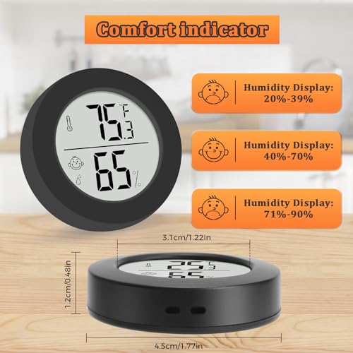 Reptile Tank Accessories, 2 Pack Bearded Dragon Tank Thermometer Humidity Gauge for Leopard Gecko, Jumping Spider, Snake, Gecko, Ball Python, Lizard - color: Black