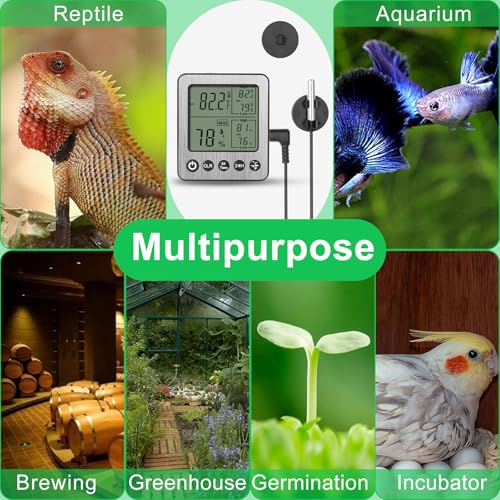 Digital Dual Channel Thermometer Hygrometer, Detachable Temp-Only Probe, 24H & All-Time Min Max Memory Fridge Reptile Tank Wine Cellar Greenhouse Garage Bedroom zz20 White 1 Pack
