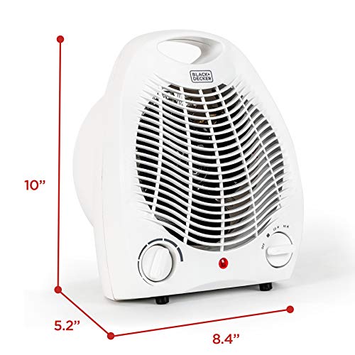 BLACK+DECKER Personal Desktop Heater, 1500 Watts, BHD101W, White | Space Heater for Office Desk, Home Office & Personal Use Desk, 2 Heat & Fan Only Settings, Adjustable Thermosta