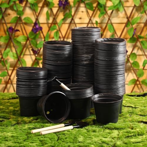 Hushee 1500 Pcs Plastic Plants Nursery Pots - Seed Starting and Seedling Planters With Drainage Holes for Indoor Outdoor Flower Transplanting - color: Black, size: 4 Inch
