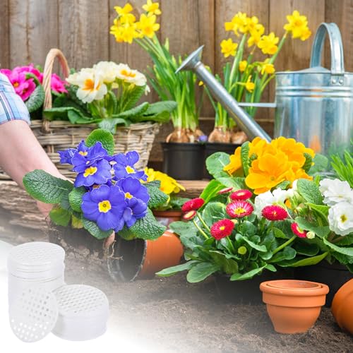 PATIKIL Flower Pot Hole Mesh Pad, 60Pcs 1.8 Inch/4.5cm Round Rigid Bonsai Drainage Mesh Grid Screen Bottom Grid Mat for Garden, White - color: White