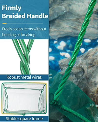 Pawfly Aquarium Fish Net with Braided Metal Handle Square Net with Soft Fine Mesh Sludge Food Residue Wastes Skimming Cleaning Net for Fish Tanks Small Koi Ponds and Pools - style: 10 Inch