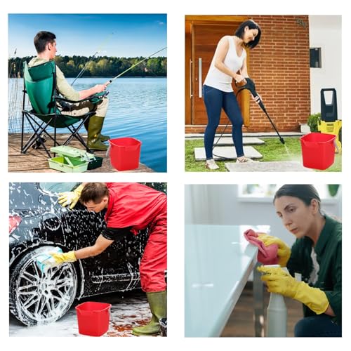 4 Pack Sanitizing Buckets, 3 Quart Square Sanitizing Bucket, Stackable Small Cleaning Pail with Handle, Detergent Buckets for Restaurant Commercial Home Kitchen Office School, Red