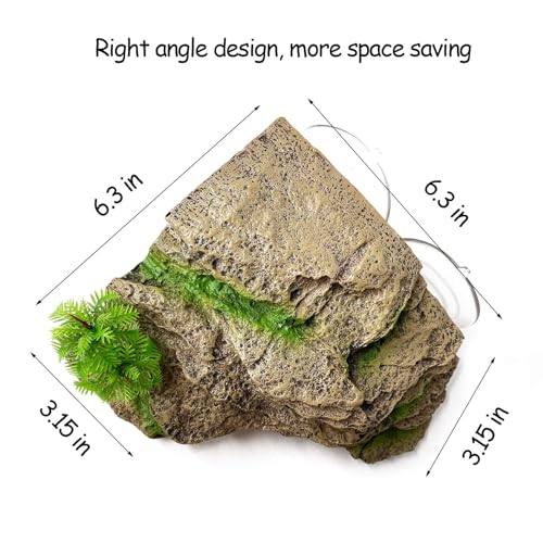 kathson Turtle Basking Platform with Suction Cups Tortoise Climbing Step Ledge Aquarium Ornament Rock Turtle Floating Dock Resting Basking Terrace for Amphibians Reptile (Yellow) - color: Yellow