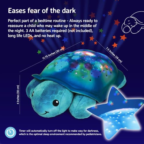 Cloud b Comforting Nightlight Star Projector w/ Soothing Sounds | Gentle Brightness | 3 Colors | Auto-Shutoff | Twinkling Twilight Turtle Aqua - color: Twinkling Twilight Turtle - Aqua