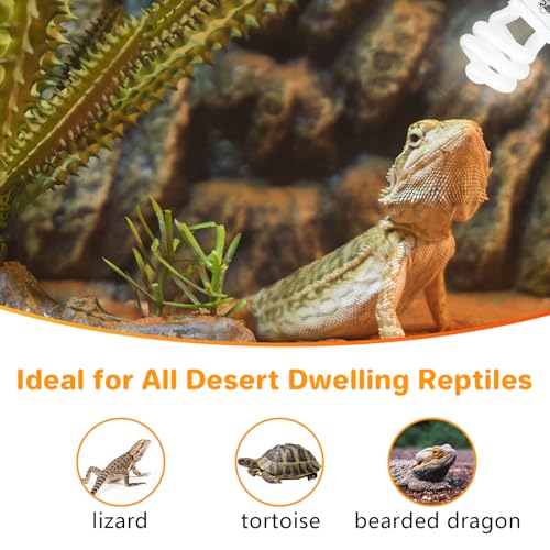 LUCKY HERP UVA UVB Reptile Light 10.0, Desert UVB 150 Compact Fluorescent Lamp, UVB Light for Reptiles 15W, UVA UVB Reptile Light Bulb, UVB Bulb for Reptiles Bearded Dragons Lizards Tortoises Snakes - style: UVB10.0 15W