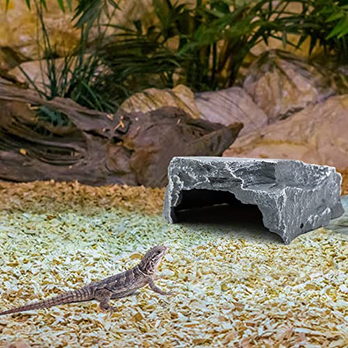 MINYULUA Reptile Cave Resin Hiding Habitatfor Small Reptiles | Aquarium Fish Hideout Shelter for Lizards, Made of Resin, Decor Ornament, Sturdy and Durability, Easy to Clean