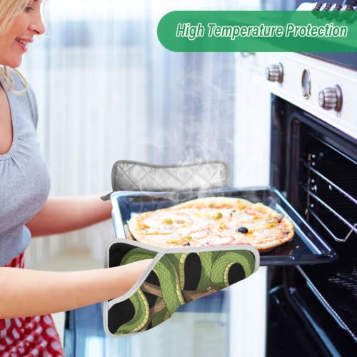 Pot Holder Set Anti-Scald Table Protection | Polyester Single Side Print Table Heat Mat Two Piecing Funny Green Tree Python Lover Reptile Keeper Pet Owner Snake