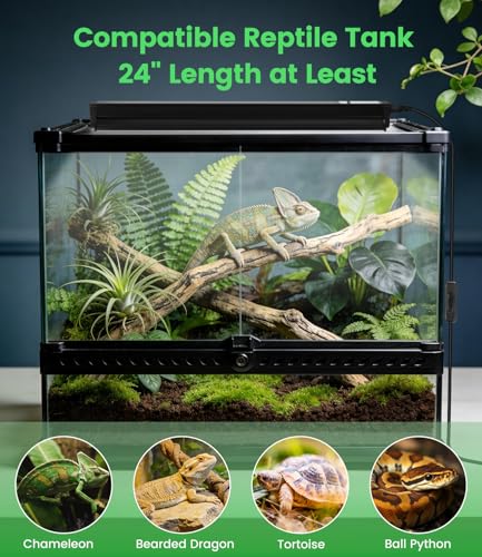 12W T5 UVB LED Reptile Light – High Output UVA UVB Light for Bearded Dragon, T5 10.0 UVB Reptile Light Fixture (19.6") - size: 19.6"