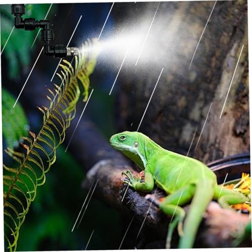 Mister for Reptile Tank, 6PCS Adjustable Misting Nozzles, 360° Reptile Mister Spray Nozzle, Quick Connect Plastic Terrarium Nozzle for Greenhouse Courtyards Gardens Plants