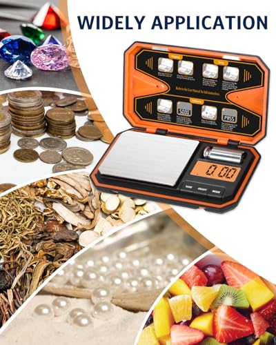 Digital Pocket Scale, High-Precision 500g x 0.01g Gram Scale with 50g Calibration Weight, Mini 6 Units Jewelry Scale with LCD Display, Tare Function for Food, Jewelry, Coin, Coffee, Battery Included - size: 500g/0.01g