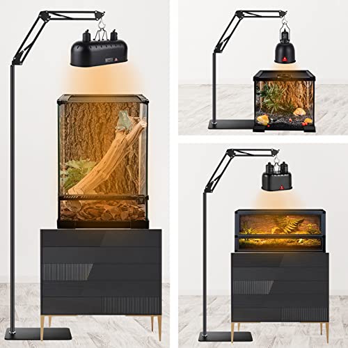 Reptile Lamp Stand Reptile Light Stand (15.7inch to 74.3inch) | 360° Adjustable Swing Arm, Heat Lamp Holder for Bearded Dragon Turtles Snake and Chicks - size: 15.7-74.3 inches (without Lampshade)