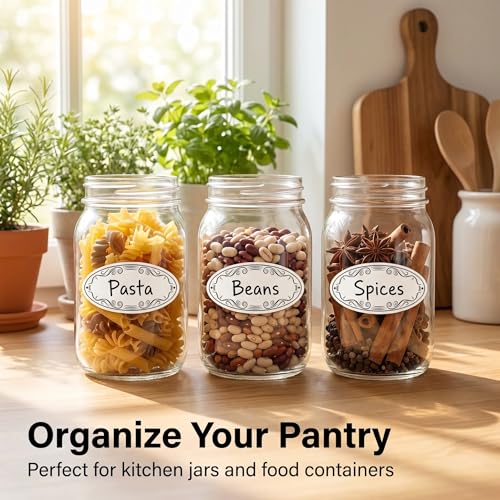 150Pcs/Roll 2.24x1in Vintage Oval Freezer Labels, Writable Stickers | 150Pcs/Roll 2.24x1in labels; water/oil-resistant writable adhesive for jars, containers, meal prep, pantry, or freezer use. - color: 150pcs-vintage Black Border