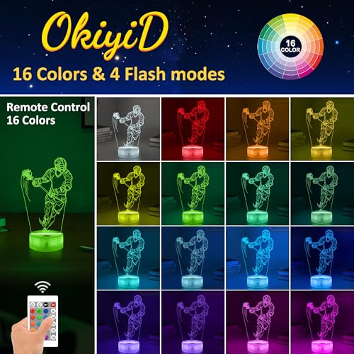 OkiyiD Lacrosse Gifts for Boys Men,Lacrosse Night Light 3D Illusion Lamp with 16 Colors Remote Control,Lacrosse Accessories Stuff Gifts for Boys Athletes Birthday Xmas Decor - style: lacrosse