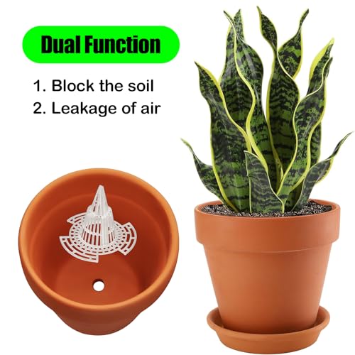 30 Pcs Cone Flower Pot Hole Mesh Pad, Upgraded Planter Bottom Grid Mat Mesh Hole Screens for Keeping Soil from Flowing- Breathable Gasket-Drainage Netting for Bonsai