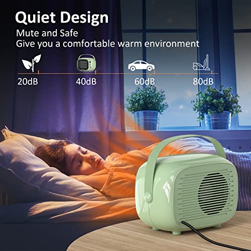Coolfor Space Heater, 800W/500W Ceramic Heater with Tip-Over Protection | Fast Heating, Overheat Protection, Quiet, Compact for Home, Bedroom, Office Desk Use, Green - color: Green