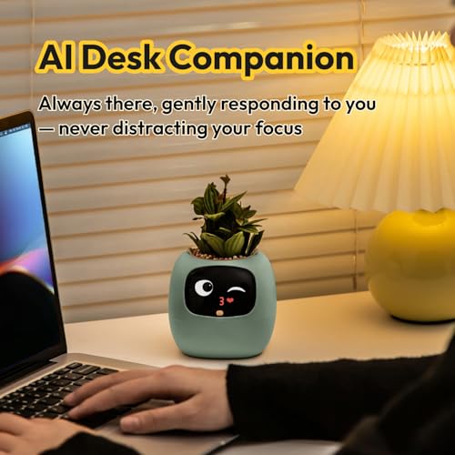 Ivy Interactive AI Desk Companion & Smart Plant Pet Indoor Planter Lemon | 100+ Expressions for Office Decor & Unique Gift for Plant Lovers and Coworkers - color: Lemon