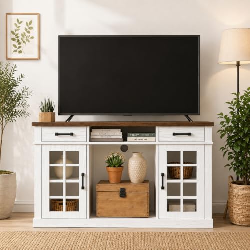 55-75 Gallon Fish Tank Stand, 75 Gallon Aquarium Stand, 1100LBS, White | Farmhouse Heavy Duty Wood Fish Tank Stand 55+ Gallon with Storage Cabinet for Turtle Tank, Reptile Terrarium - color: White