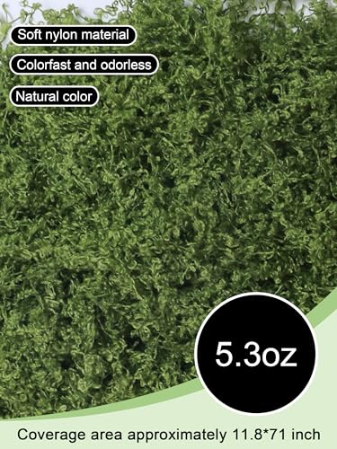 5.3oz Green Fake Moss Artificial Floral Moss Faux Plant for DIY Crafts Fairy Garden Pot Filler Vase Greenery Decorating Project Indoor Model Making Walls Glass Decor Forlaoers - color: A:5.3oz Green