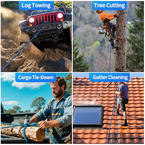 100Ft 1/2 Inch Heavy Duty Climbing Rope,Arborist Rope for Tree Pulling (Blue) - size: 100ft-Blue