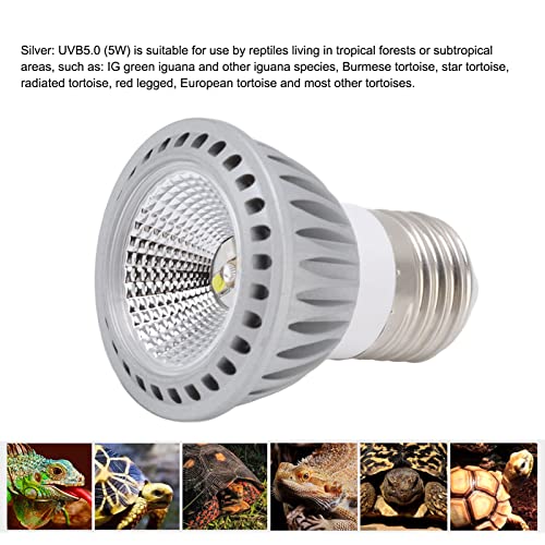 Sun Basking Lamp Bulb, Turtle Basking Light Bulb UVA UVB Concave and Convex Mirror Full Spectrum LED Reptile Heat Lamp Bulb Replacement (Silver 5.0) - color: Silver 5.0